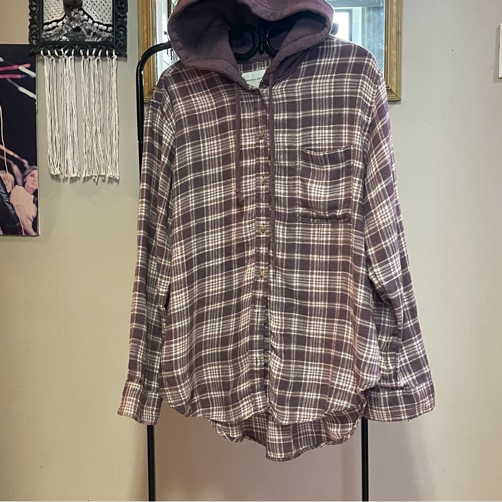 Mauve hooded flannel